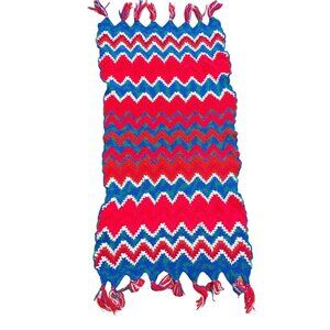 Colorful Chevron Stripes Afghan Throw, Hand Knitted or Crocheted Multicolored